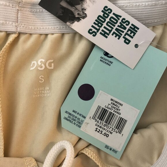 DSG Womens Relaxed Fit 7" Mesh Shorts Mid Rise Pockets Beige S - Picture 5 of 7